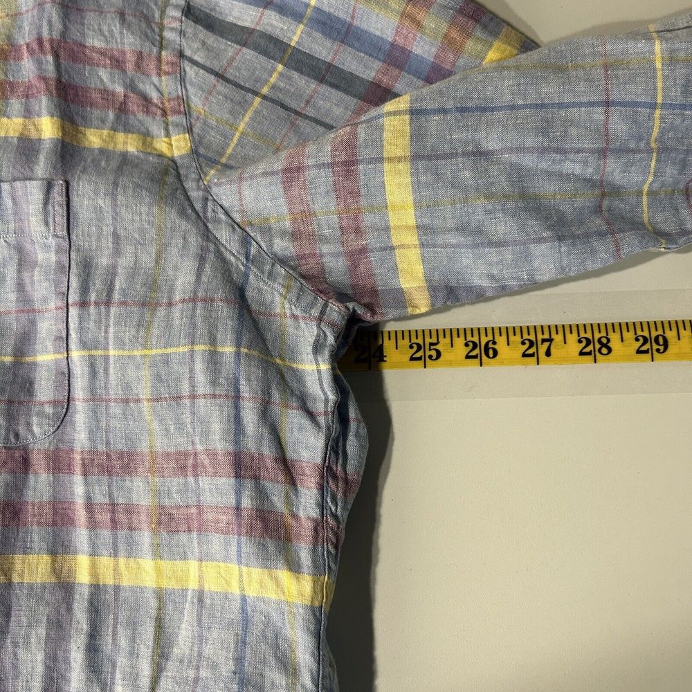 Brooks Brothers Linen Button Up Shirt Mens XL Plaid Pastel Madras Irish Linen - Picture 8 of 11